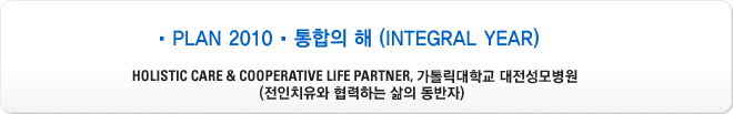 PLAN 2010 • 통합의 해(INTEGRAL YEAR)